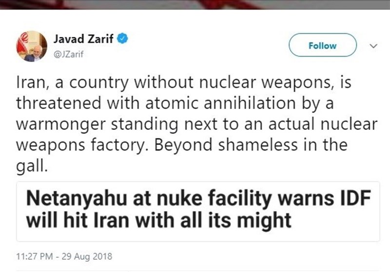 Iran’s Zarif Hammers Bibi for Atomic Attack Threat