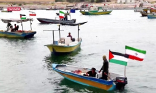 رژه دریایی بسیجیان در حمایت از مردم مظلوم فلسطین